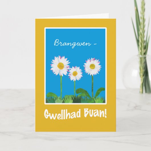 Daisies erhalten Well Card: Personalize: Welsh Gre Karte (Vorderseite)