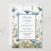 Daisies & Faded Denim Country Wedding Einladung (Vorderseite)
