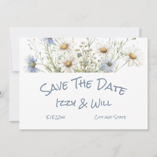 Daisies & Faded Denim Rustic Wedding Save The Date (Vorderseite)