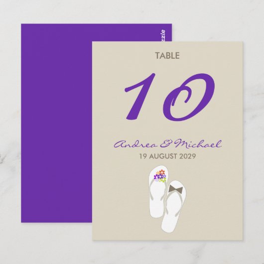 Daisies Flip Flops Wedding Tischnummer (Vorne/Hinten)