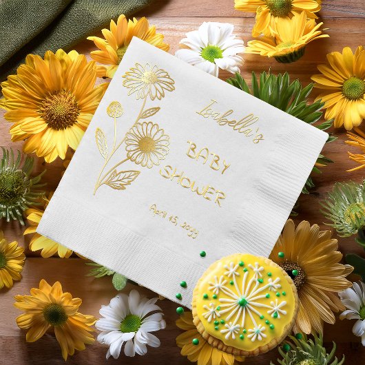Daisies Floral Baby Shower Servietten Mit Folie