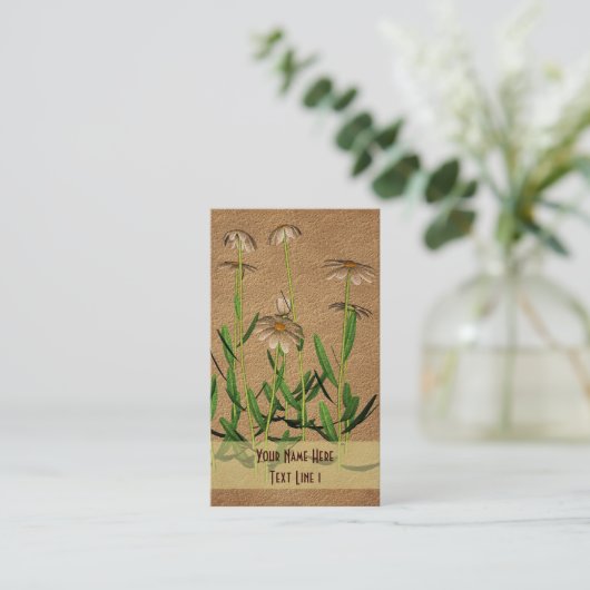 Daisies Floral Business Card Visitenkarte (Stehend Vorderseite)