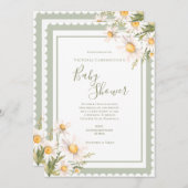 Daisies Floral Elegant Baby Shower Einladung (Vorne/Hinten)