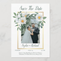 Daisies Floral Gold Hochzeit Speichern Sie die Dat
