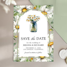 Daisies Floral Mason Jar Wedding Save the Date