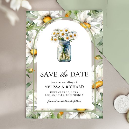 Daisies Floral Mason Jar Wedding Save the Date Acryleinladungen