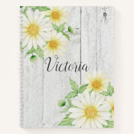 Daisies Floral Personalisiertes Script Rustic Notizblock