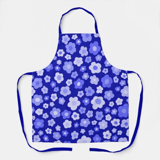 Daisies Floral Spring Unique Blue Bold Retro Schürze (Vorderseite)