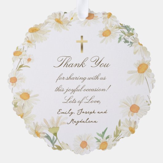 daisies frame Baptisan danke Ornament Karte (Rückseite)