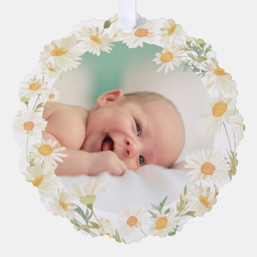 daisies frame Baptisan danke Ornament Karte (Vorderseite)