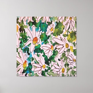 Daisies, grünes Substrat, Abstraktion. Leinwanddruck