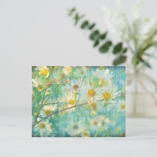 Daisies Grunge Postkarte (Stehend Vorderseite)