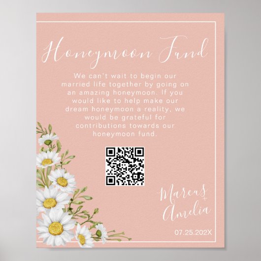 Daisies Honeymoon Fund QR Code Sign Poster (Vorne)