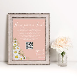 Daisies Honeymoon Fund QR Code Sign Poster
