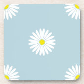 Daisies Illustrative Lg Muster auf blass blau Getränkeuntersetzer (Vorderseite)