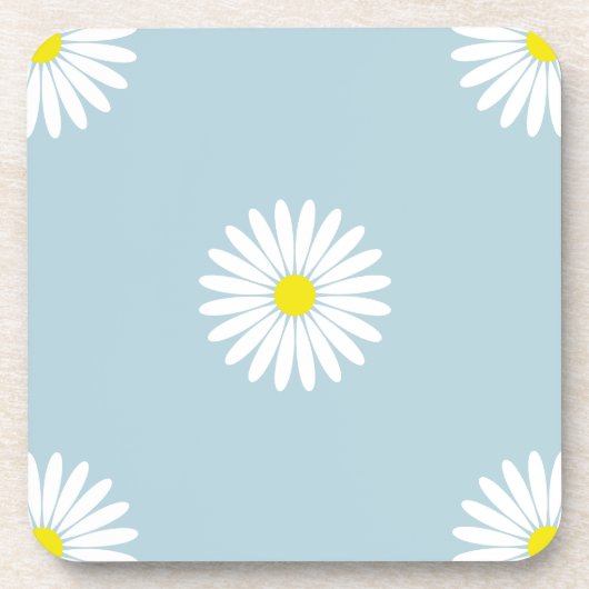Daisies Illustrative Lg Muster auf blass blau Getränkeuntersetzer (Vorderseite)