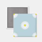 Daisies Illustrative Lg Muster auf blass blau Magnet (Vorderseite/Rückseite)