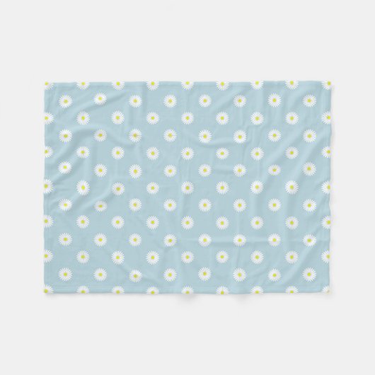 Daisies Illustrative Rpt Muster auf blass blau Fleecedecke (Vorderseite (Horizontal))