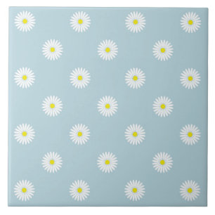 Daisies Illustrative Rpt Muster auf blass blau Fliese