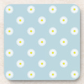 Daisies Illustrative Rpt Muster auf blass blau Getränkeuntersetzer (Vorderseite)