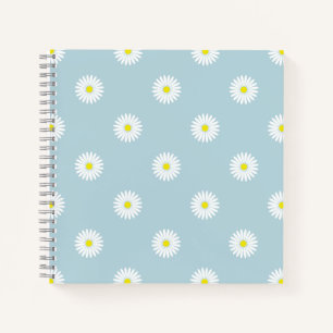 Daisies Illustrative Rpt Muster auf blass blau Notizblock