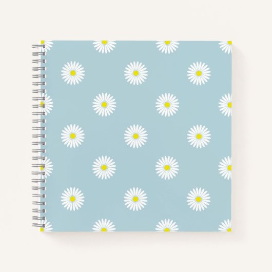 Daisies Illustrative Rpt Muster auf blass blau Notizblock (Vorderseite)