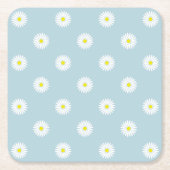 Daisies Illustrative Rpt Muster auf blass blau Rechteckiger Pappuntersetzer (Vorderseite)