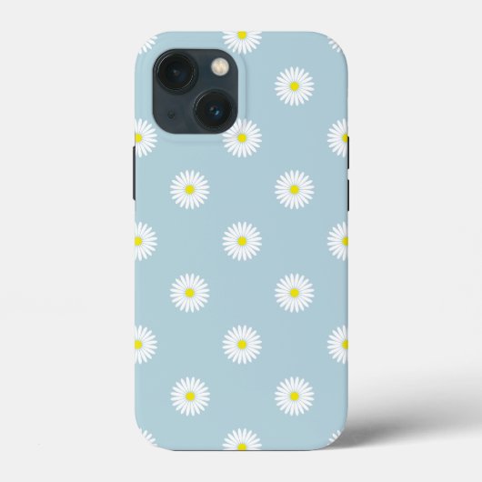 Daisies Illustratives Muster auf blass blau Case-Mate iPhone Hülle (Rückseite)