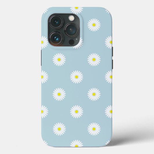 Daisies Illustratives Muster auf blass blau Case-Mate iPhone Hülle (Rückseite)