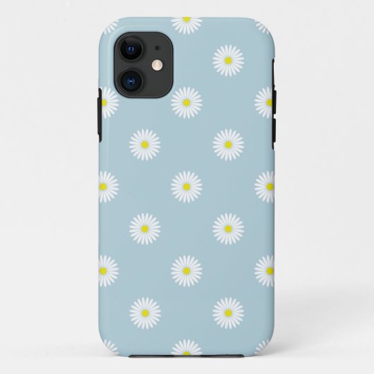 Daisies Illustratives Muster auf blass blau Case-Mate iPhone Hülle (Rückseite)