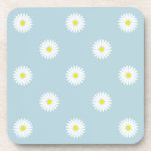 Daisies Illustratives Muster auf blass blau Getränkeuntersetzer (Vorderseite)
