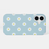 Daisies Illustratives Muster auf blass blau iPhone 16 Hülle (Rückseite (Horizontal))