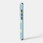 Daisies Illustratives Muster auf blass blau iPhone Hülle (Linke Seite)