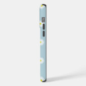 Daisies Illustratives Muster auf blass blau iPhone Hülle (Linke Seite)