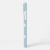 Daisies Illustratives Muster auf blass blau iPhone Hülle (Linke Seite)