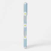 Daisies Illustratives Muster auf blass blau iPhone Hülle (Rechte Seite)