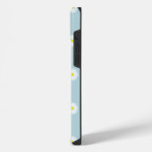 Daisies Illustratives Muster auf blass blau iPhone Hülle (Linke Seite)
