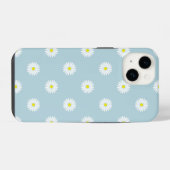 Daisies Illustratives Muster auf blass blau iPhone Hülle (Rückseite (Horizontal))