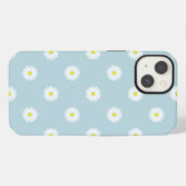 Daisies Illustratives Muster auf blass blau iPhone Hülle (Rückseite (Horizontal))