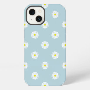 Daisies Illustratives Muster auf blass blau iPhone 13 Hülle