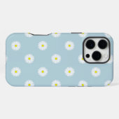 Daisies Illustratives Muster auf blass blau iPhone Hülle (Rückseite (Horizontal))