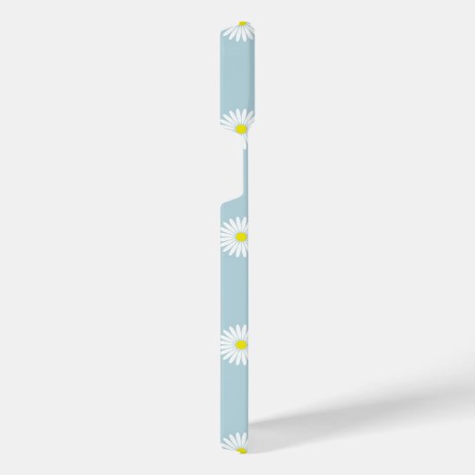 Daisies Illustratives Muster auf blass blau iPhone Hülle (Rechte Seite)