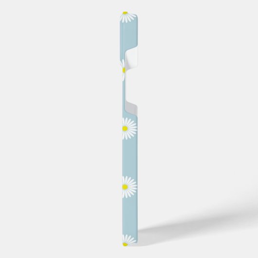 Daisies Illustratives Muster auf blass blau iPhone Hülle (Linke Seite)