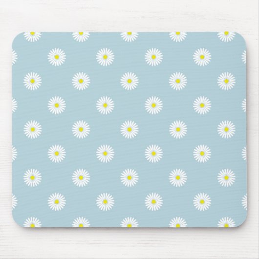 Daisies Illustratives Muster auf blass blau Mousepad (Vorne)