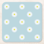 Daisies Illustratives Muster auf blass blau Rechteckiger Pappuntersetzer (Vorderseite)