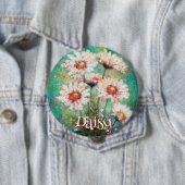 Daisies Impressionistic Floral Teal Personalized Button (Beispiel)