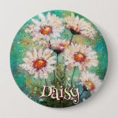 Daisies Impressionistic Floral Teal Personalized Button (Vorderseite)