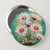 Daisies Impressionistic Floral Teal Personalized Button (Vorne & Hinten)