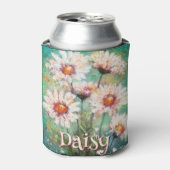 Daisies Impressionistic Floral Teal Personalized Dosenkühler (Kanne Vorderseite)