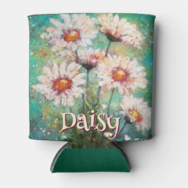 Daisies Impressionistic Floral Teal Personalized Dosenkühler